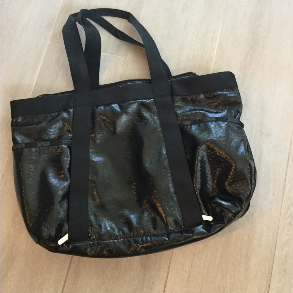 LeSportsac black travel tote bag